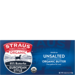 straus family creamery organic 85% european style unsalted organic butter from pasture-fed cows
