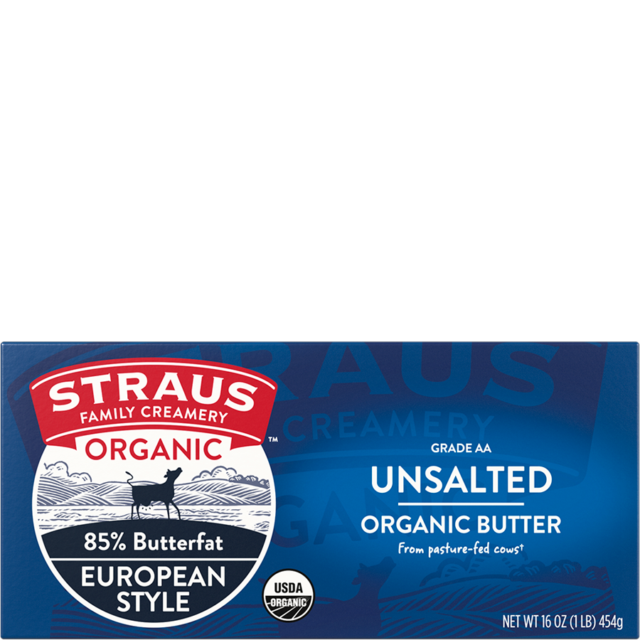 straus family creamery organic 85% european style unsalted organic butter from pasture-fed cows
