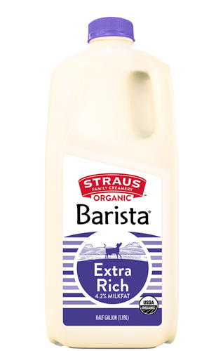 straus extra rich 4.2% milkfat organic barista milk