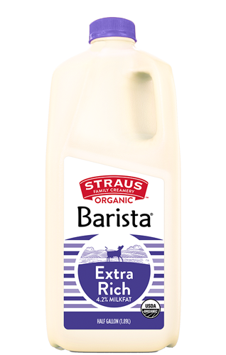 straus extra rich 4.2% milkfat organic barista milk