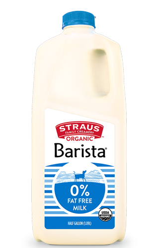 straus 0% skim fat free organic barista milk