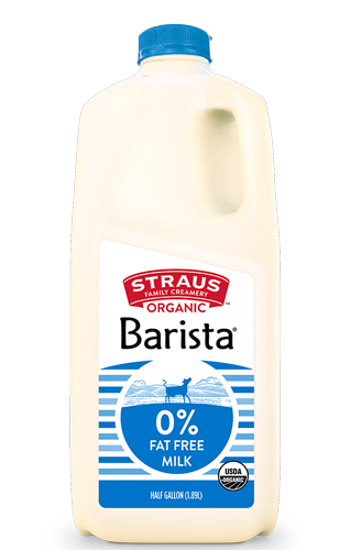 straus 0% skim fat free organic barista milk