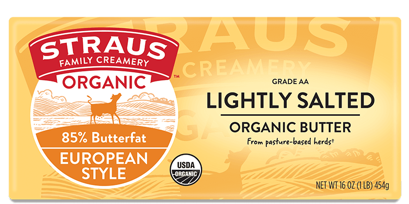 16 oz package of straus family creamery lightly salted organic butter with 85% butterfat