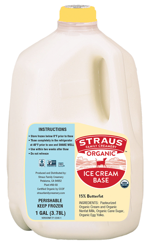 straus 15% butterfat organic ice cream base