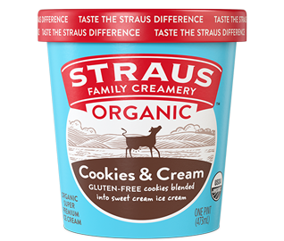 straus gluten free cookies & cream ice cream 16 oz