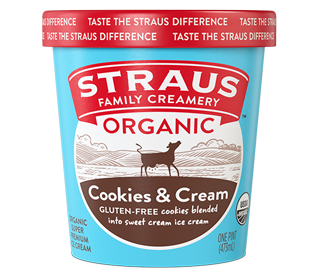 straus gluten free cookies & cream ice cream 16 oz