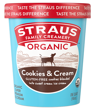 straus gluten-free cookies & cream ice cream 32 oz