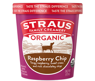 straus organic raspberry chip premium ice cream 16 oz