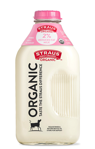 64 oz glass of straus organic 2% reduced fat milk