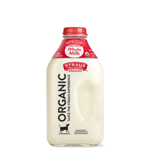 64 oz glass of straus organic whole milk