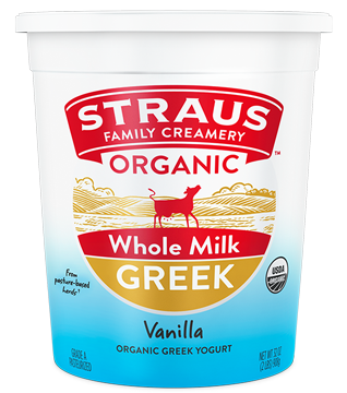 straus vanilla organic greek yogurt with whole milk