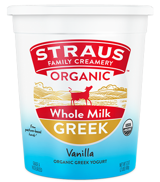 straus vanilla organic greek yogurt with whole milk