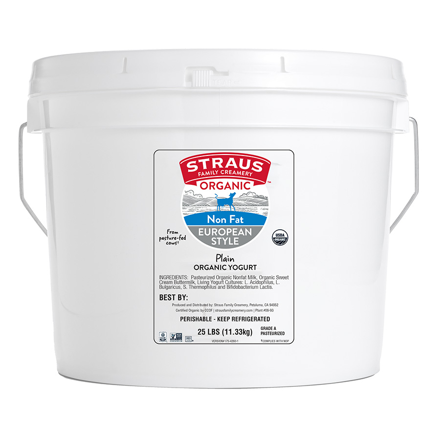 25 pound bucket of straus non-fat european style organic yogurt