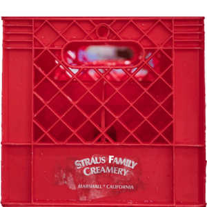 straus family creamery marshall california red milk crates