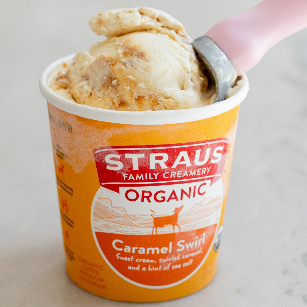 organic caramel swirl ice cream
